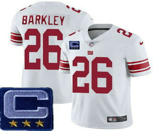 Men's New York Giants #26 Saquon Barkley Limited White 2022 Captain Patch Vapor Jersey