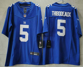 Men's New York Giants #5 Kayvon Thibodeaux Blue 2023 FUSE Vapor Untouchable Stitched Jersey
