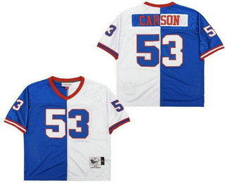 Men's New York Giants #53 Harry Carson Blue White Split Throwback Jersey