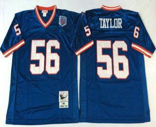 Men's New York Giants #56 Lawrence Taylor Blue Mitchell & Ness Throwback Vintage Football Jersey