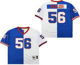 Men's New York Giants #56 Lawrence Taylor Blue White Split Throwback Jersey