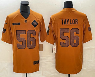 Men's New York Giants #56 Lawrence Taylor Brown 2023 Salute To Service Limited Stitched Jersey