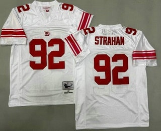 Men's New York Giants #92 Michael Strahan White 2007 Throwback Jersey