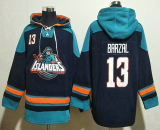 Men's New York Islanders #13 Mathew Barzal Black Ageless Must Have Lace Up Pullover Hoodie