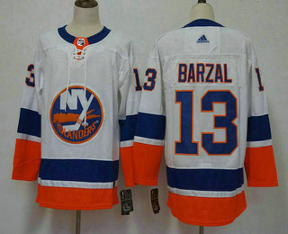 Men's New York Islanders #13 Mathew Barzal White 2017-2018 Hockey Adidas Stitched NHL Jersey