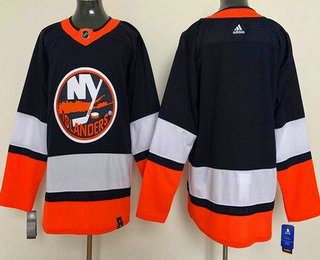 Men's New York Islanders Blank Navy 2021 Reverse Retro Authentic Jersey