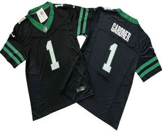 Men's New York Jets #1 Sauce Gardner Limited Black 2024 FUSE Vapor Jersey