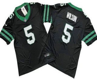 Men's New York Jets #5 Garrett Wilson Limited Black 2024 FUSE Vapor Jersey