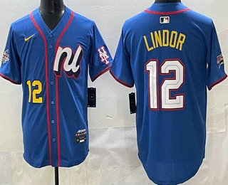 Men's New York Mets #12 Francisco Lindor Blue 2025 All Star Limited Jersey