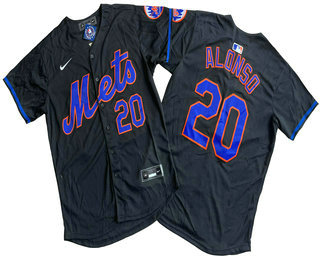 Men's New York Mets #20 Pete Alonso Black Limited Jersey