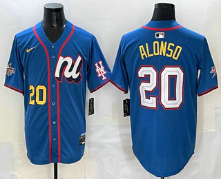 Men's New York Mets #20 Pete Alonso Number Blue 2025 All Star Limited Stitched Jersey