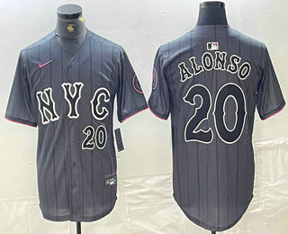 Men's New York Mets #20 Pete Alonso Number Grey 2024 City Connect Cool Base Stitched Jersey