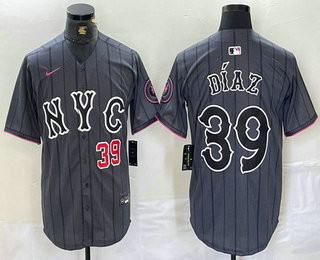 Men's New York Mets #39 Edwin Diaz Number Gray 2024 City Connect Cool Base Stitched Jersey