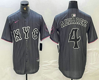 Men's New York Mets #4 Francisco Alvarez Gray 2024 City Connect Cool Base Stitched Jersey