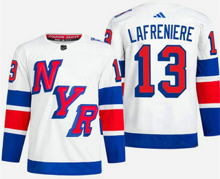 Men's New York Rangers #13 Alexis Lafreniere White 2024 Stadium Series Stitched Jersey