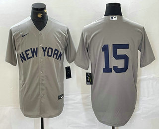 Men's New York Yankees #15 Thurman Munson Grey Stitched Nike Cool Base Jersey