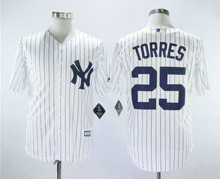 Men's New York Yankees #25 Gleyber Torres White Home Stitched MLB Cool Base Jersey