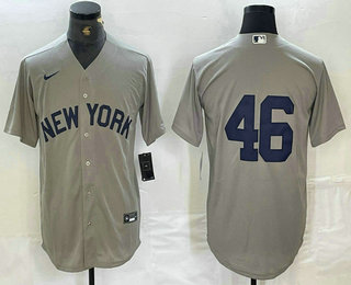 Men's New York Yankees #46 Andy Pettitte 2021 Grey Field of Dreams Cool Base Stitched Baseball Jersey
