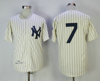 Men's New York Yankees #7 Mickey Mantle Cream 1951 Mitchell & Ness Throwback Jersey