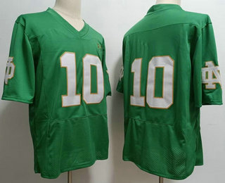 Men's Notre Dame Fighting Irish #10 Sam Hartman No Name Green College Football Jersey