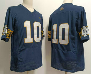 Men's Notre Dame Fighting Irish #10 Sam Hartman No Name Navy Blue College Football Jersey