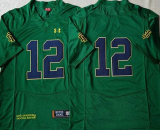 Men's Notre Dame Fighting Irish #12 Ian Book Green College Football Jersey