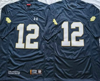 Men's Notre Dame Fighting Irish #12 Ian Book Navy College Football Jersey