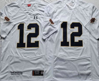 Men's Notre Dame Fighting Irish #12 Ian Book White College Football Jersey
