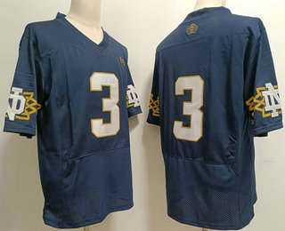 Men's Notre Dame Fighting Irish #3 Joe Montana No Name Navy Blue College Football Jersey