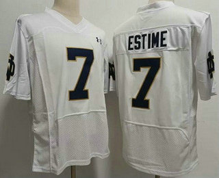 Men's Notre Dame Fighting Irish #7 Audric Estime Elite White Player Name College Football Jersey