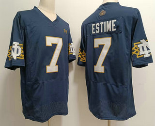 Men's Notre Dame Fighting Irish #7 Audric Estime Navy Blue College Football Jersey