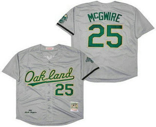 Men's Oakland Athletics #25 Mark McGwire Gray 1989 Memorial Throwback Jersey