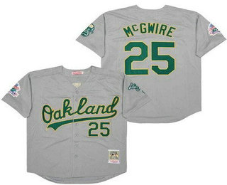 Men's Oakland Athletics #25 Mark McGwire Gray 1989 Throwback Jersey