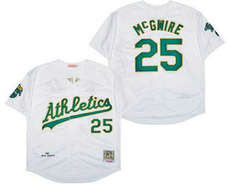 Men's Oakland Athletics #25 Mark McGwire White 1989 Throwback Jersey