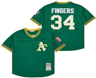 Men's Oakland Athletics #34 Rollie Fingers Green 1976 Throwback Jersey