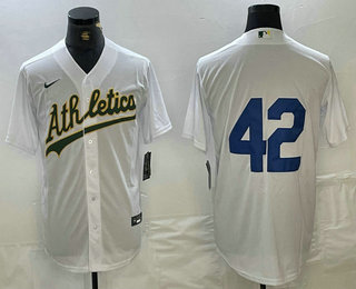 Men's Oakland Athletics #42 Jackie Robinson White Cool Base Stitched Baseball Jersey