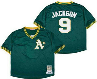 Men's Oakland Athletics #9 Reggie Jackson Green 1974 Throwback Jersey