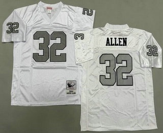 Men's Oakland Raiders #32 Marcus Allen White Sliver 1984 Throwback Jersey
