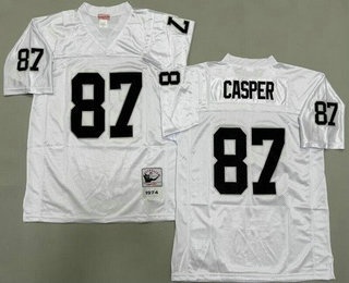 Men's Oakland Raiders #87 Dave Casper White 1974 Throwback Jersey