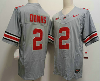 Men's Ohio State Buckeyes #2 Caleb Downs Grey FUSE College Football Jersey