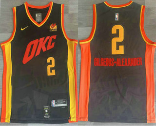 Men's Oklahoma City Thunder #2 Shai Gilgeous-Alexander Black 2023 City Icon Sponsor Swingman Jersey