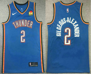 Men's Oklahoma City Thunder #2 Shai Gilgeous-Alexander Blue Icon Sponsor Swingman Jersey