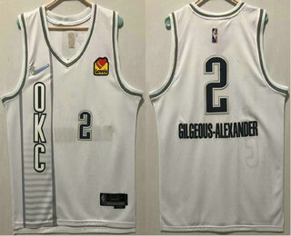Men's Oklahoma City Thunder #2 Shai Gilgeous Alexander White City Diamond 75th Icon Sponsor Swingman Jersey