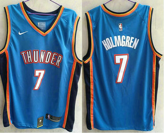 Men's Oklahoma City Thunder #7 Chet Holmgren 2022 Blue Stitched Swingman Jersey