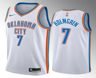 Men's Oklahoma City Thunder #7 Chet Holmgren 2022 Draft White Stitched NBA Jersey