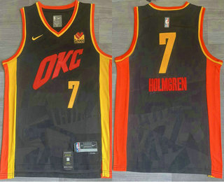 Men's Oklahoma City Thunder #7 Chet Holmgren Black 2023 City Icon Sponsor Swingman Jersey
