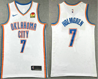 Men's Oklahoma City Thunder #7 Chet Holmgren White Icon Sponsor Swingman Jersey