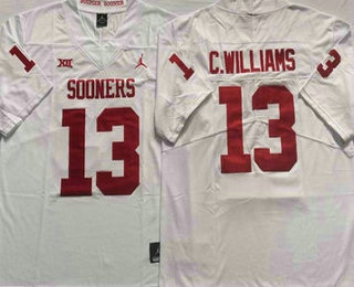 Men's Oklahoma Sooners #13 Caleb Williams White 2021 Vapor Untouchable Limited Stitched Brand Jordan NCAA Jersey