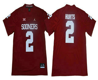 Men's Oklahoma Sooners #2 Jalen Hurts Red 2017 Vapor Untouchable Limited Stitched Brand Jordan NCAA Jersey