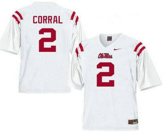 Men's Ole Miss Rebels #2 Matt Corral White College Football Jersey